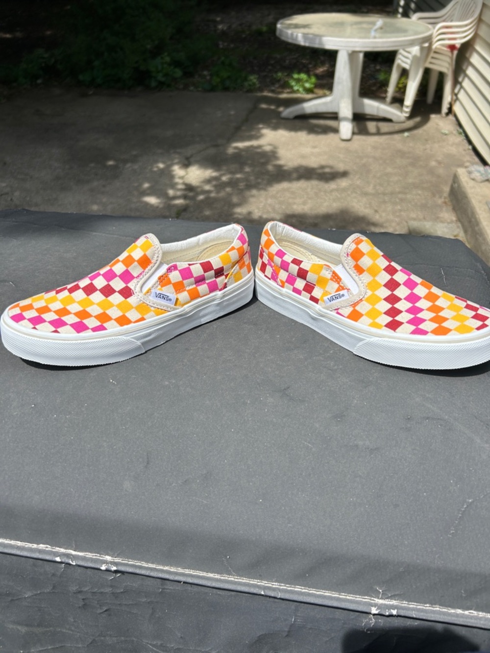 Vans Kids Slip-On Checkerboard Sneakers - Pink, Orange, Yellow - Picture 4 of 7